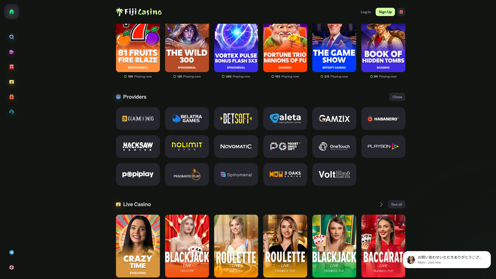 Fiji Casino Spieleentwickler Desktop