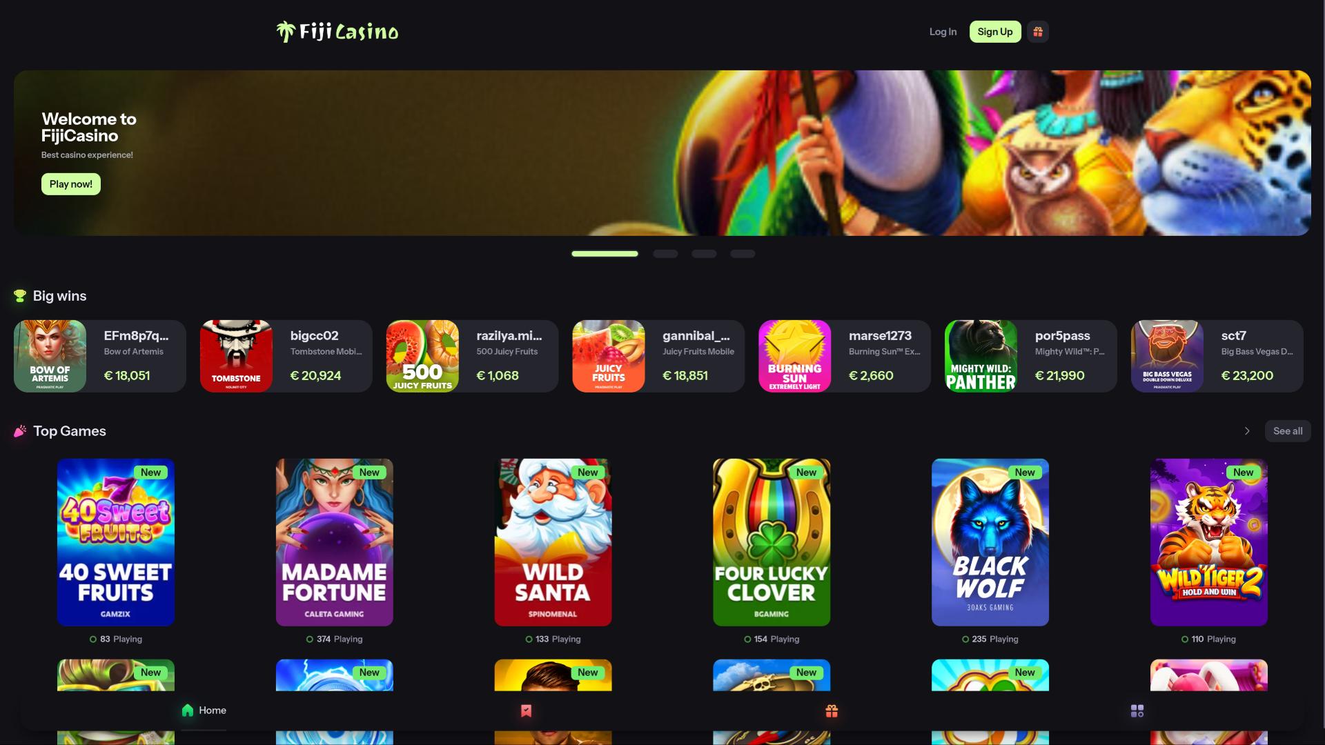 Fiji Casino homepage