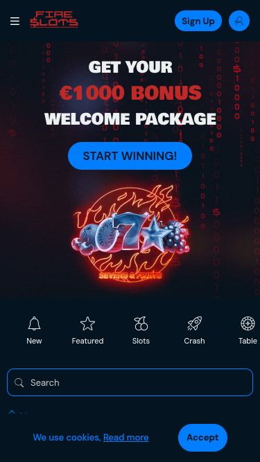 FireSlots Casino Página de inicio móvil