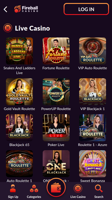 Fireball Casino Mobile Croupier en Direct