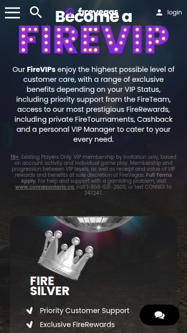 Programma VIP mobile Fire Vegas