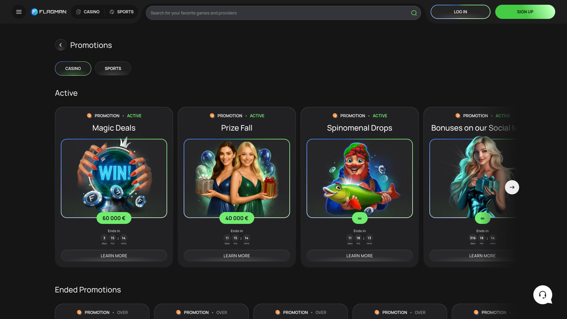 Flagman Casino Promotions Desktop