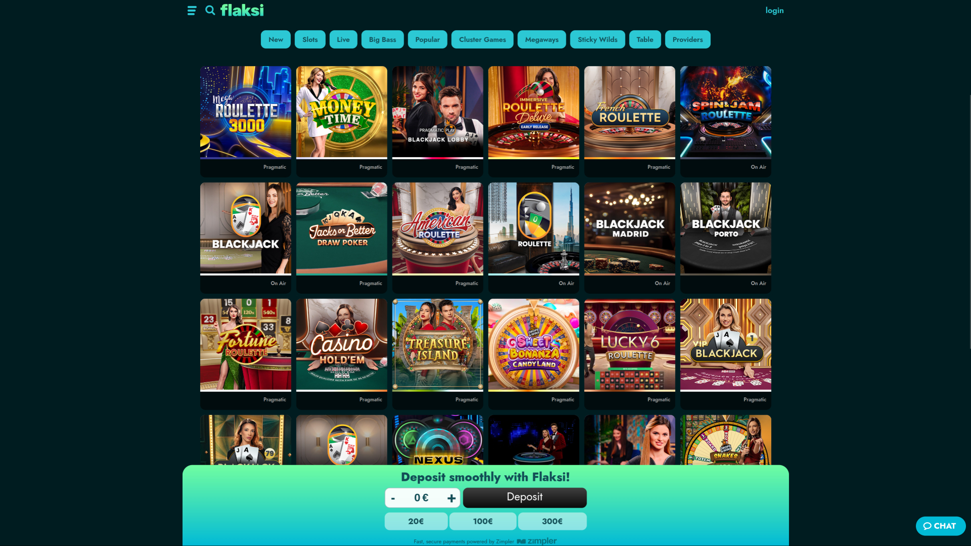 Flaksi Live Dealer per desktop