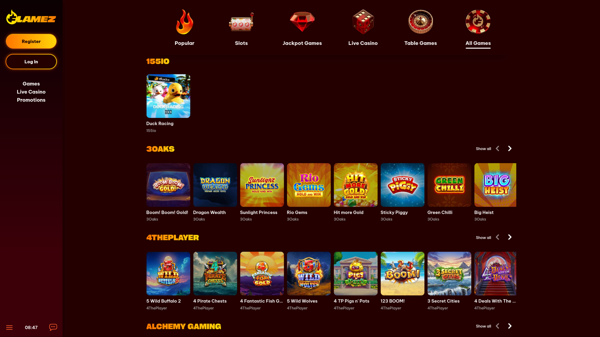 Flamez Casino Desktop Spieleentwickler