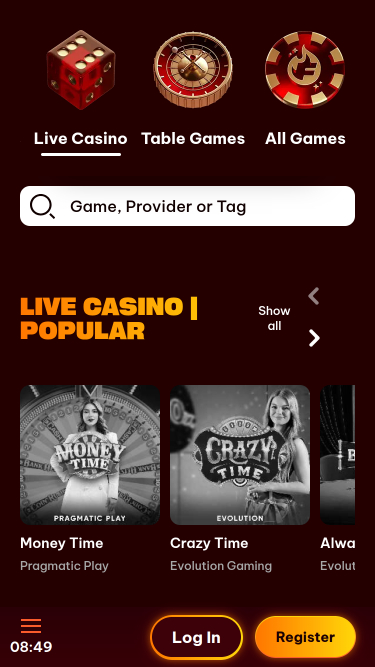 Flamez Casino Mobile Live Dealer