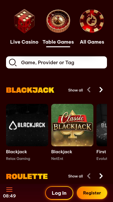 Flamez Casino Mobile Tischspiele