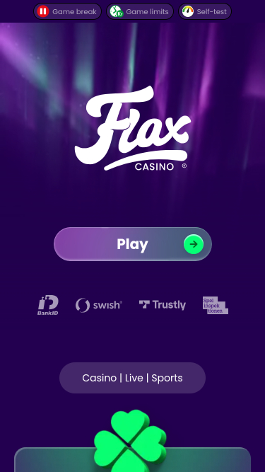 Page d'accueil mobile de Flax Casino