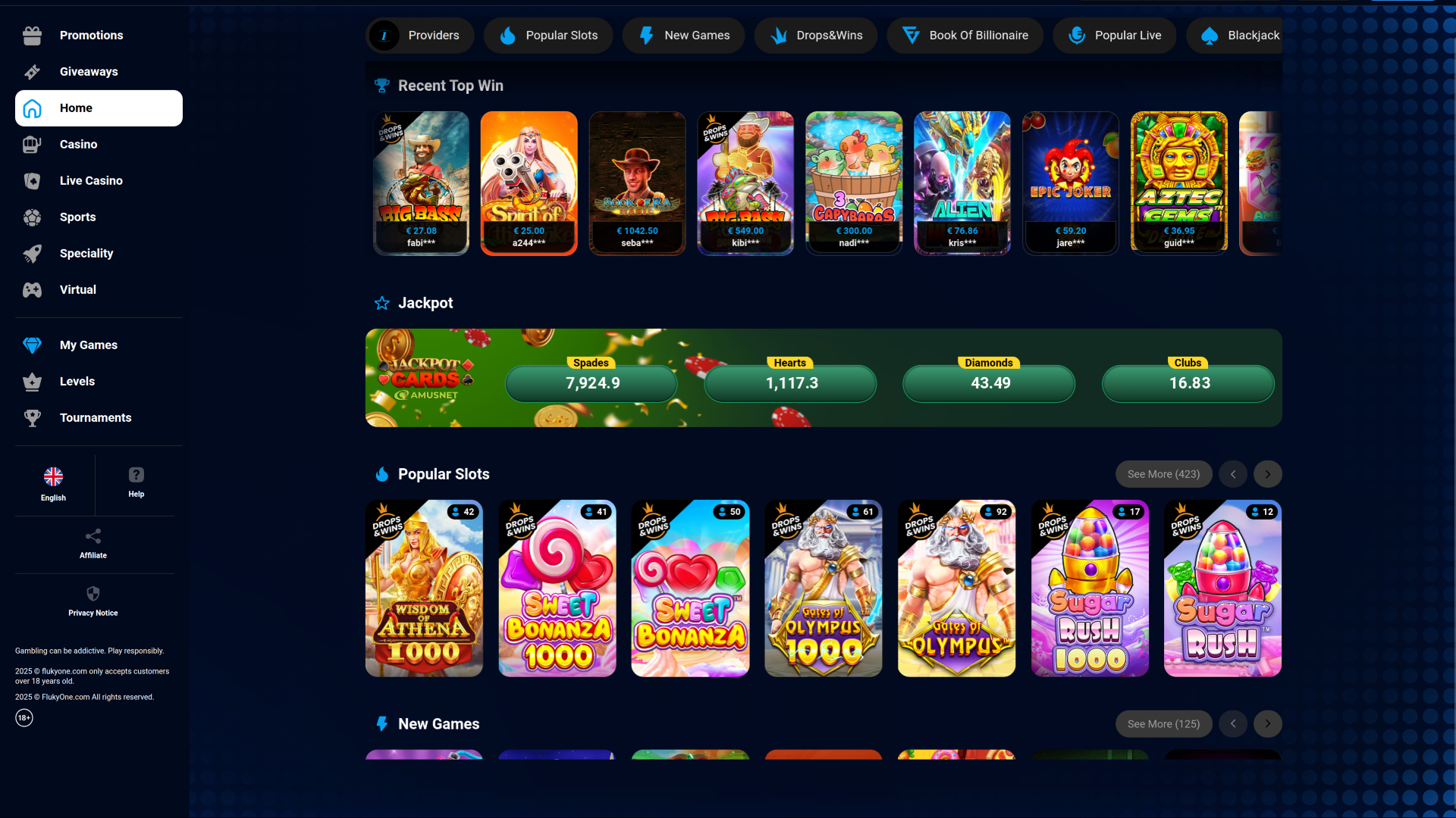 Jackpot de FlukyOne sur ordinateur