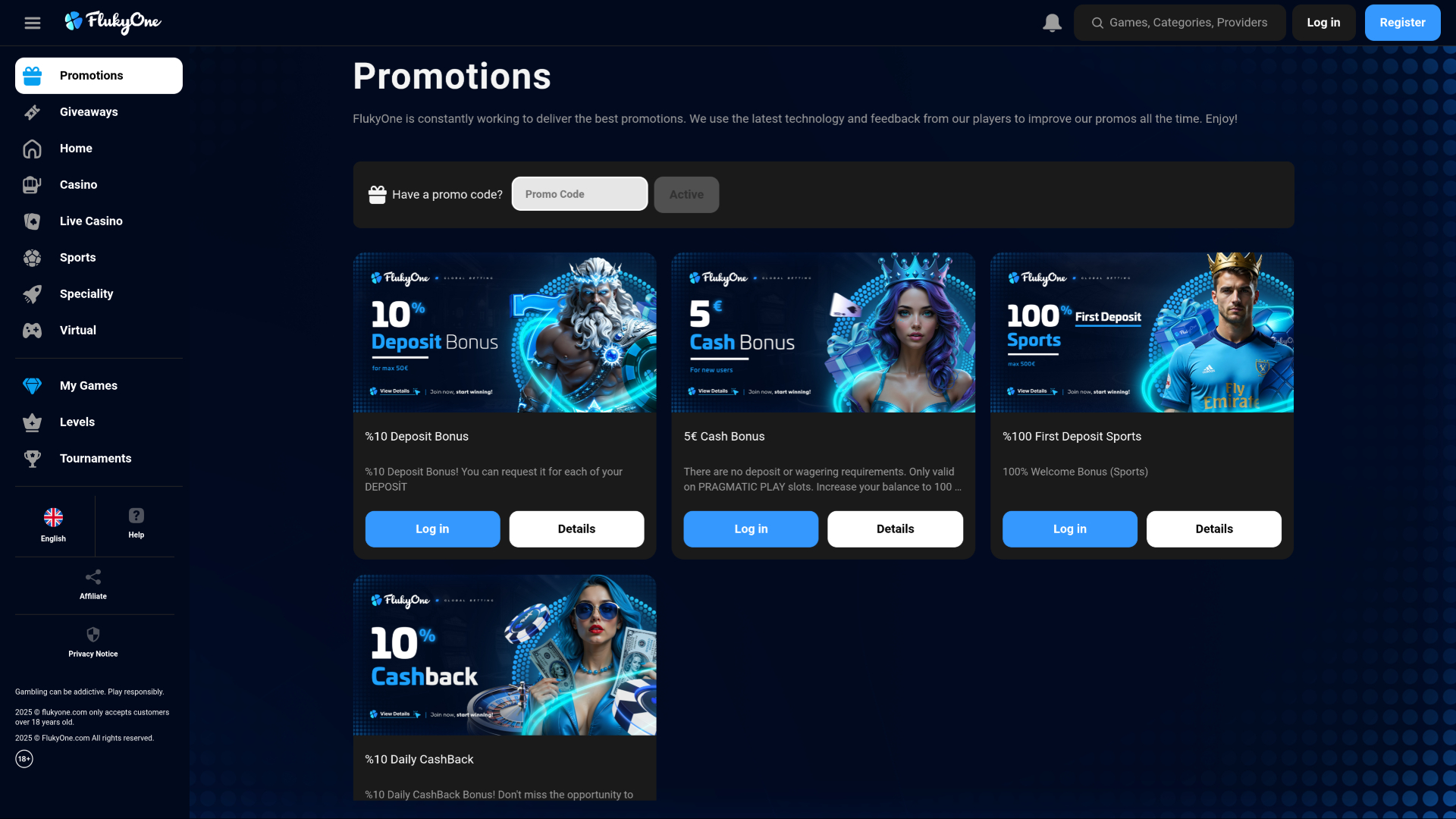 Promotions de FlukyOne sur ordinateur