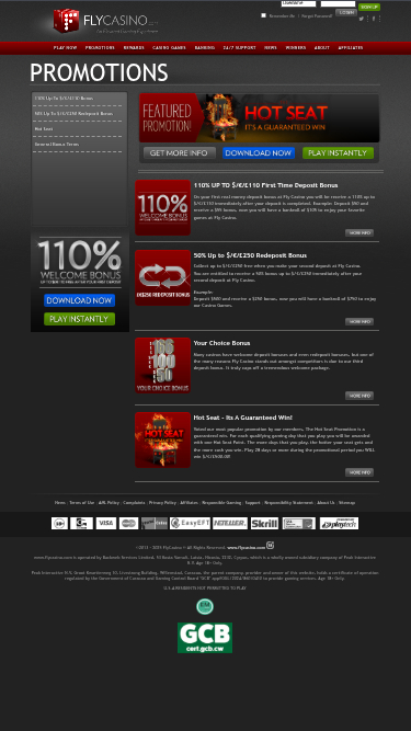 Promotions mobiles de Fly Casino