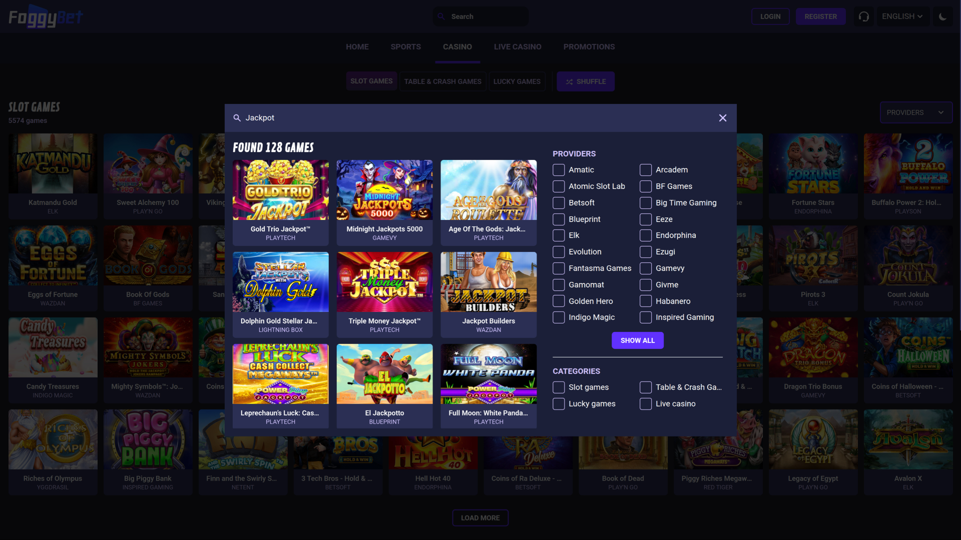 Джекпот Foggybet для ПК