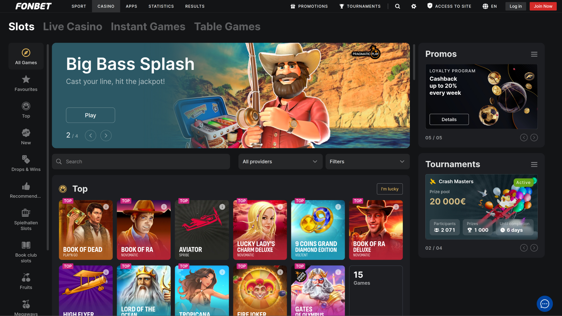 Sviluppatori di giochi di Fonbet Casino Desktop