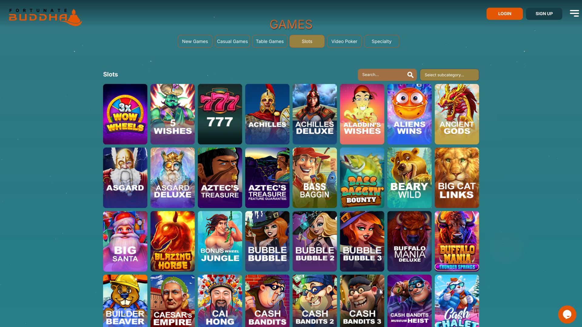Página de juegos del casino Fortunate Buddha