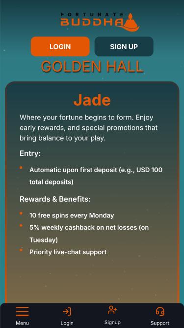Página móvil VIP del Casino Fortunate Buddha