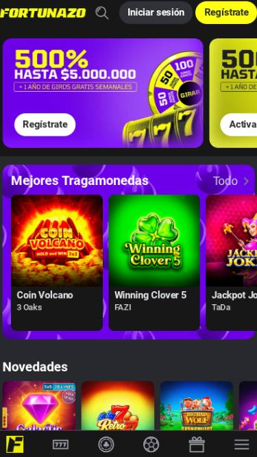 Capture d'écran de la page mobile du jeu Fortunazo Casino