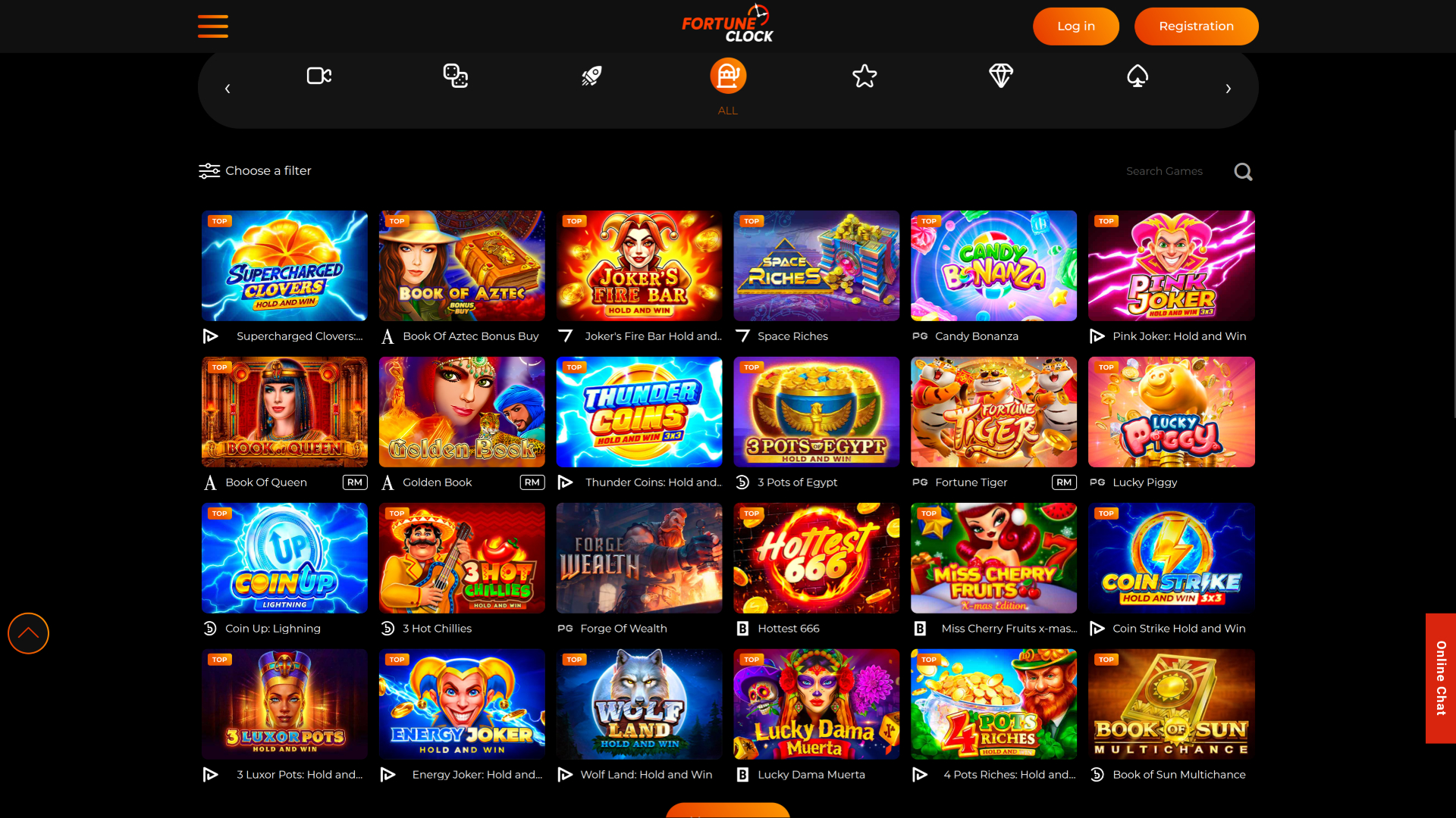 Jeux de Fortune Clock Casino Desktop
