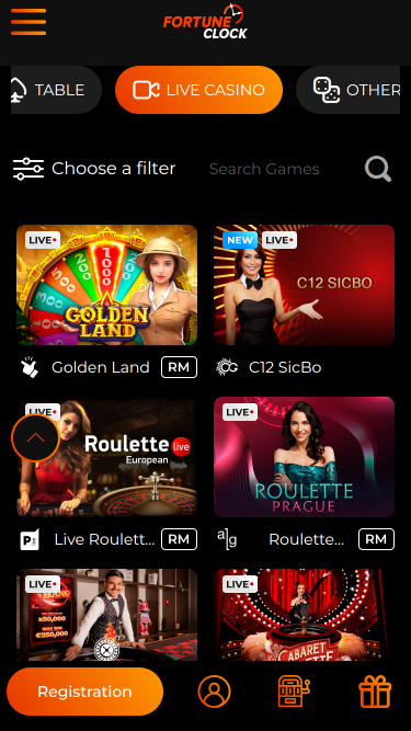 Croupier en direct de Fortune Clock Casino Mobile