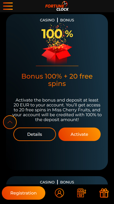 Promotions de Fortune Clock Casino Mobile