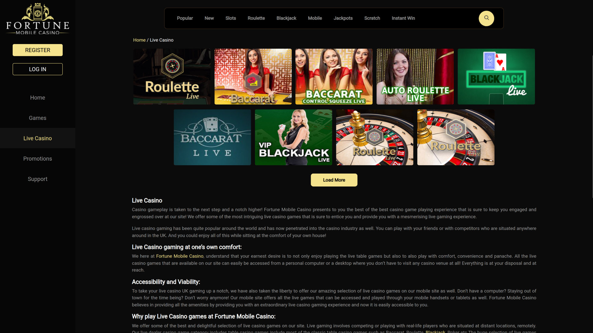 Fortune Mobile Casino Croupier en direct pour ordinateur