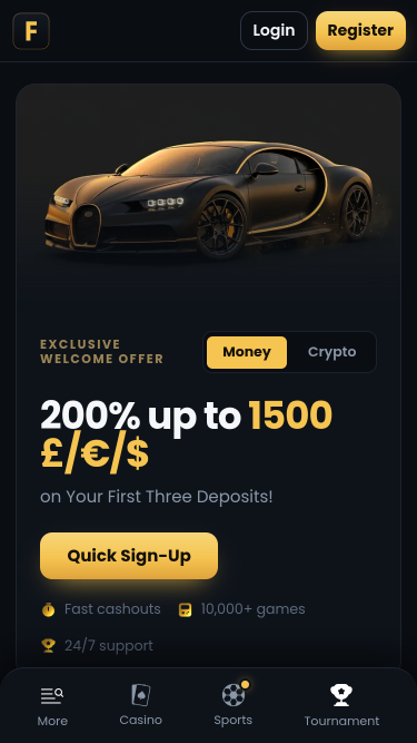 Мобильная домашняя страница казино ForzaBet