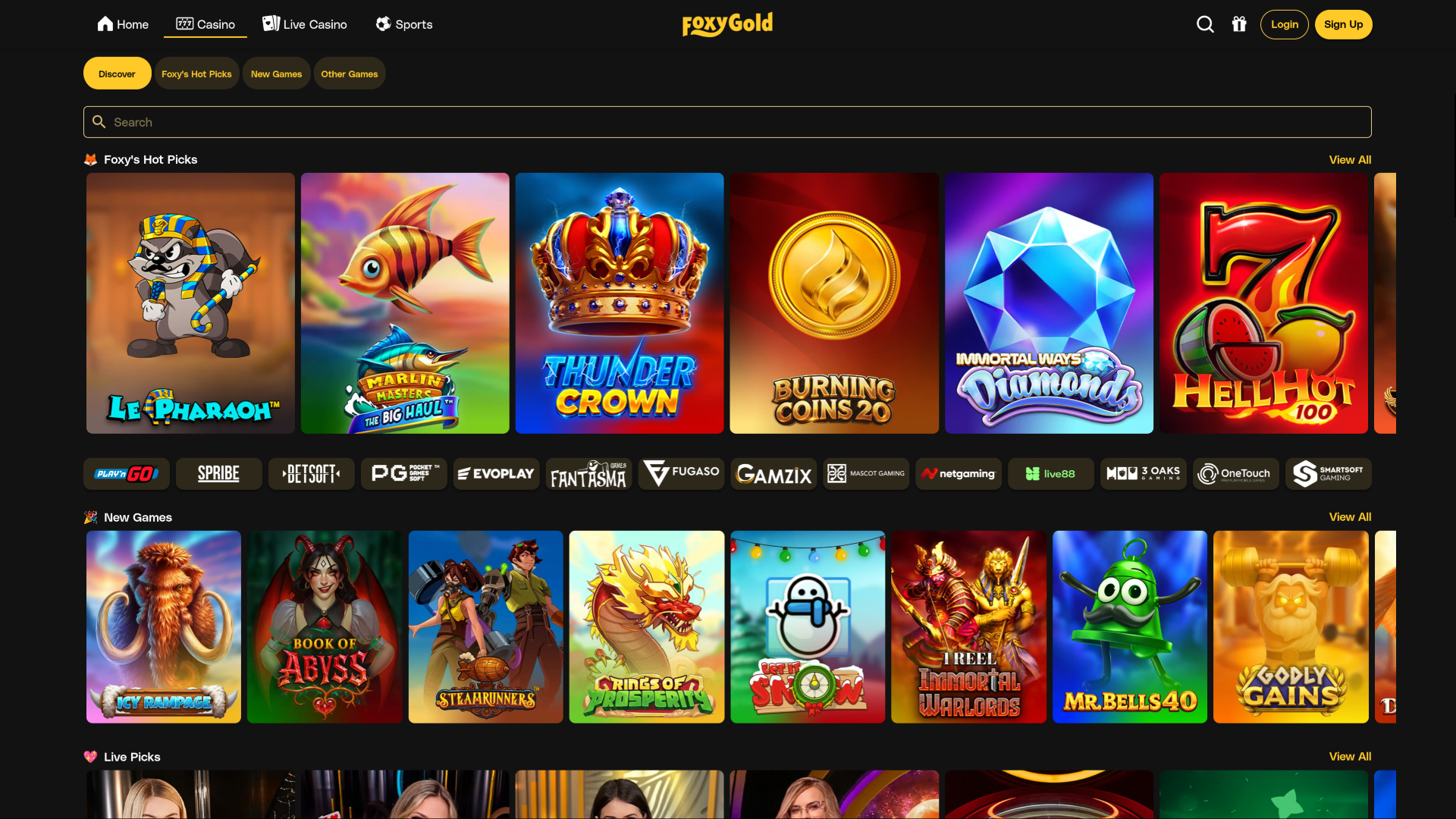 FoxyGold Casino Desktop-Spiele