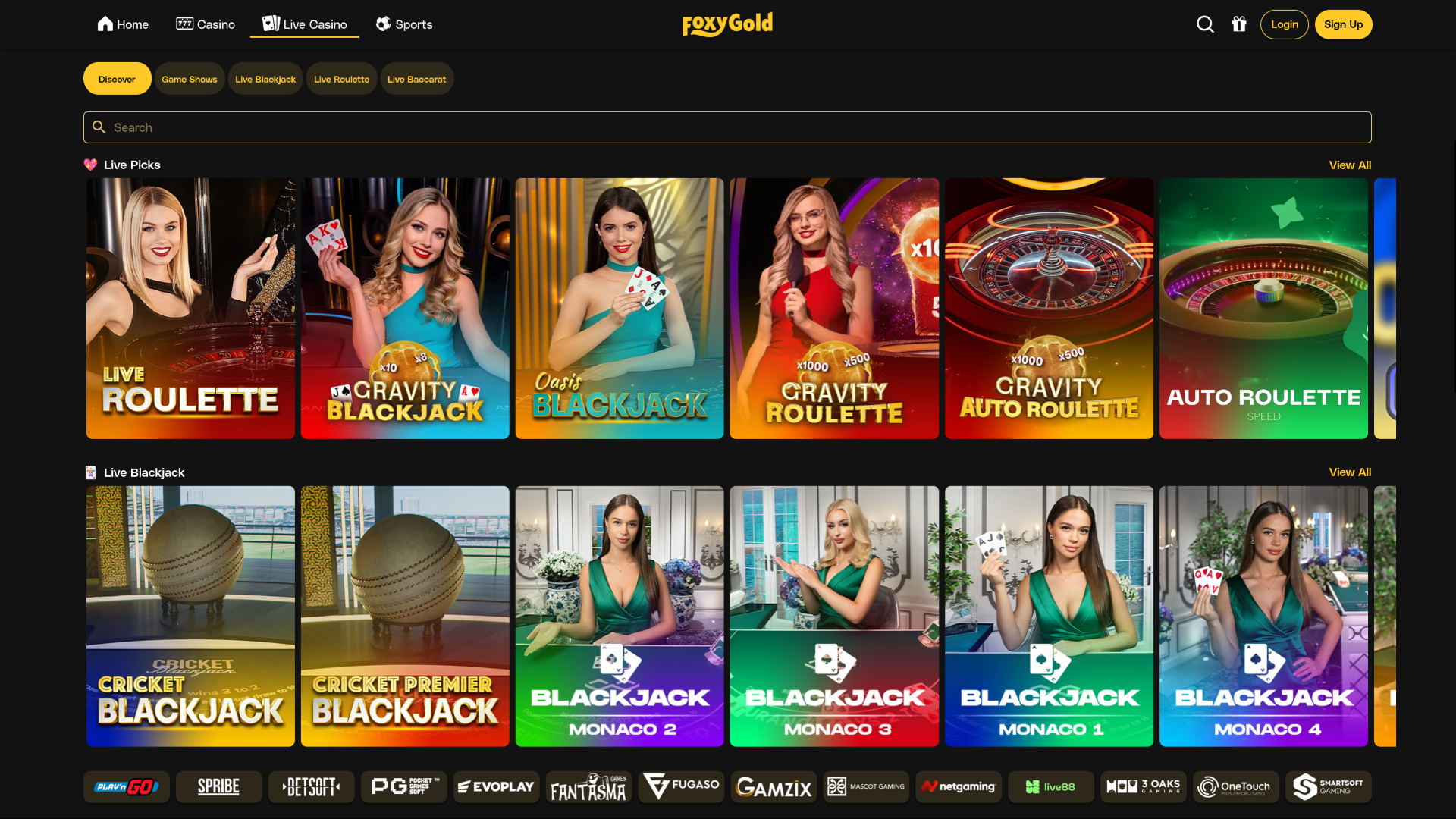 FoxyGold Casino Desktop-Live-Dealer