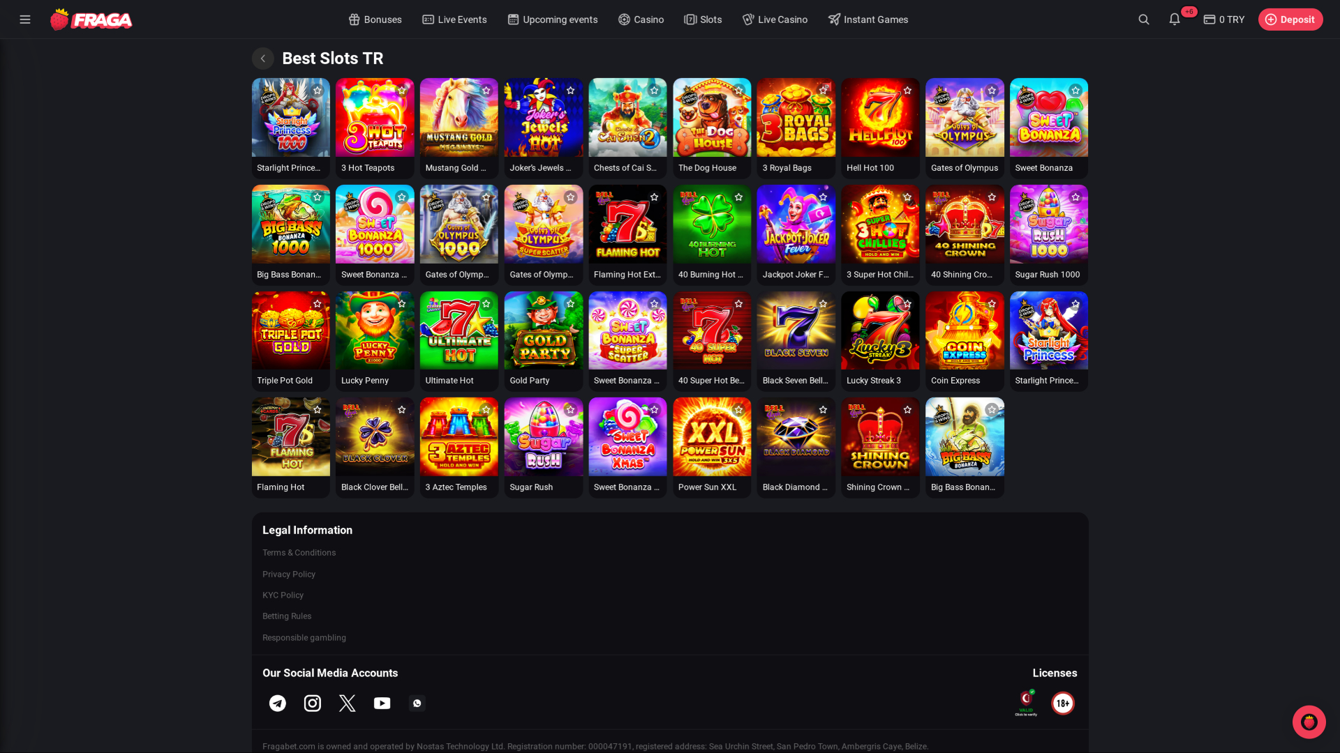 Jeux de casino Fragabet sur ordinateur