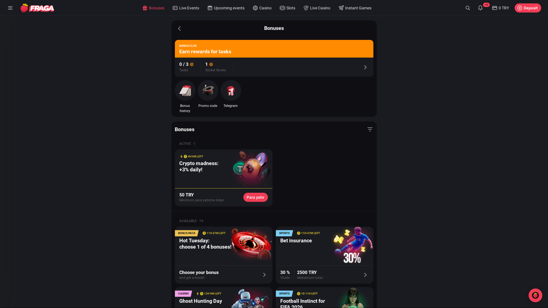 Promotions du casino Fragabet sur ordinateur