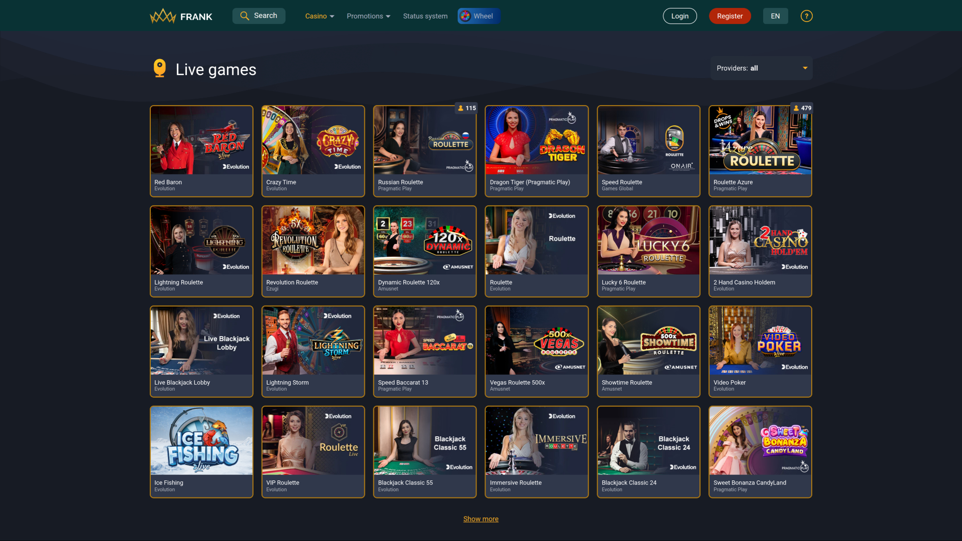 Frank Casino Desktop Live Croupier