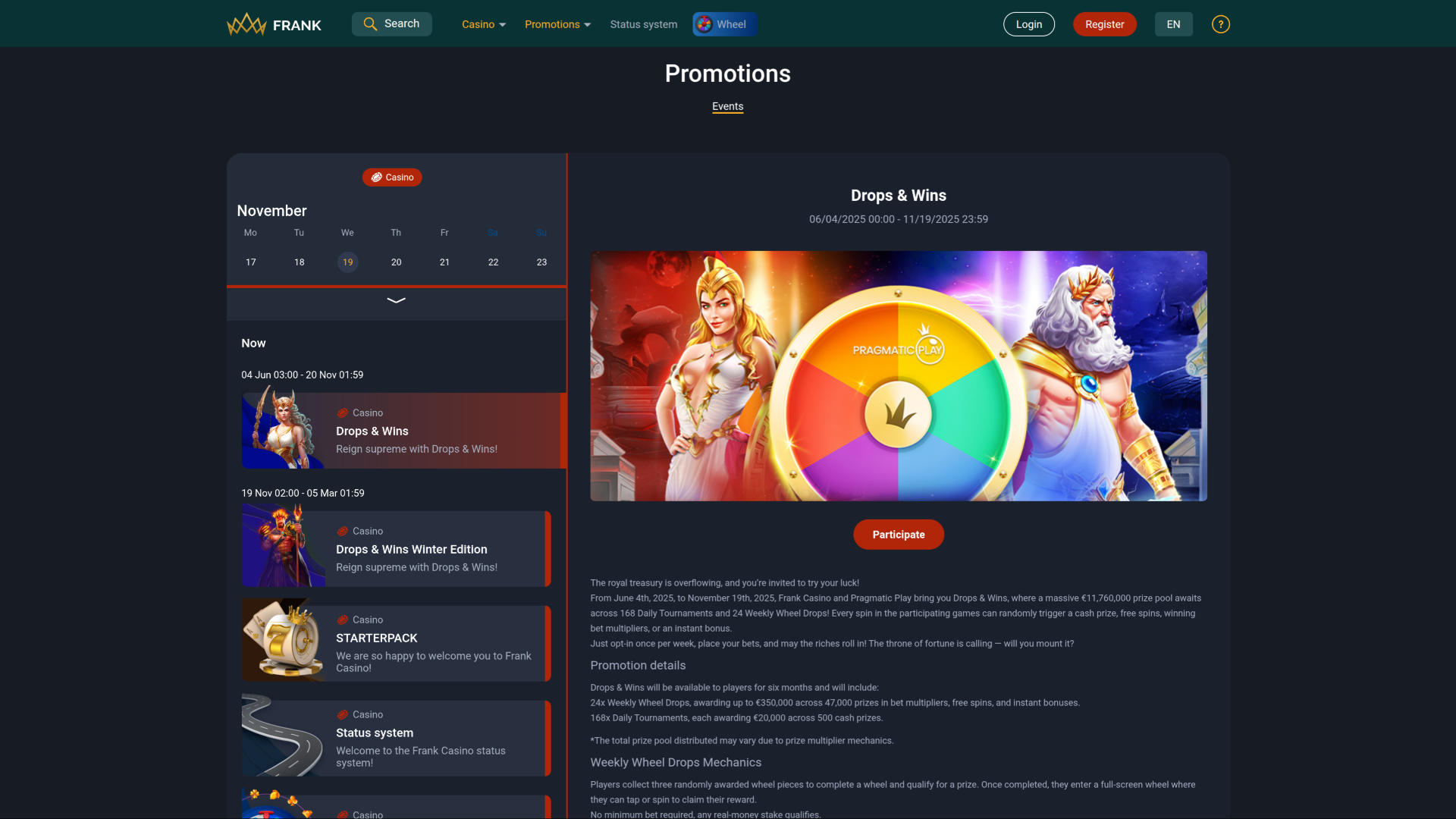 Promotions Frank Casino sur ordinateur