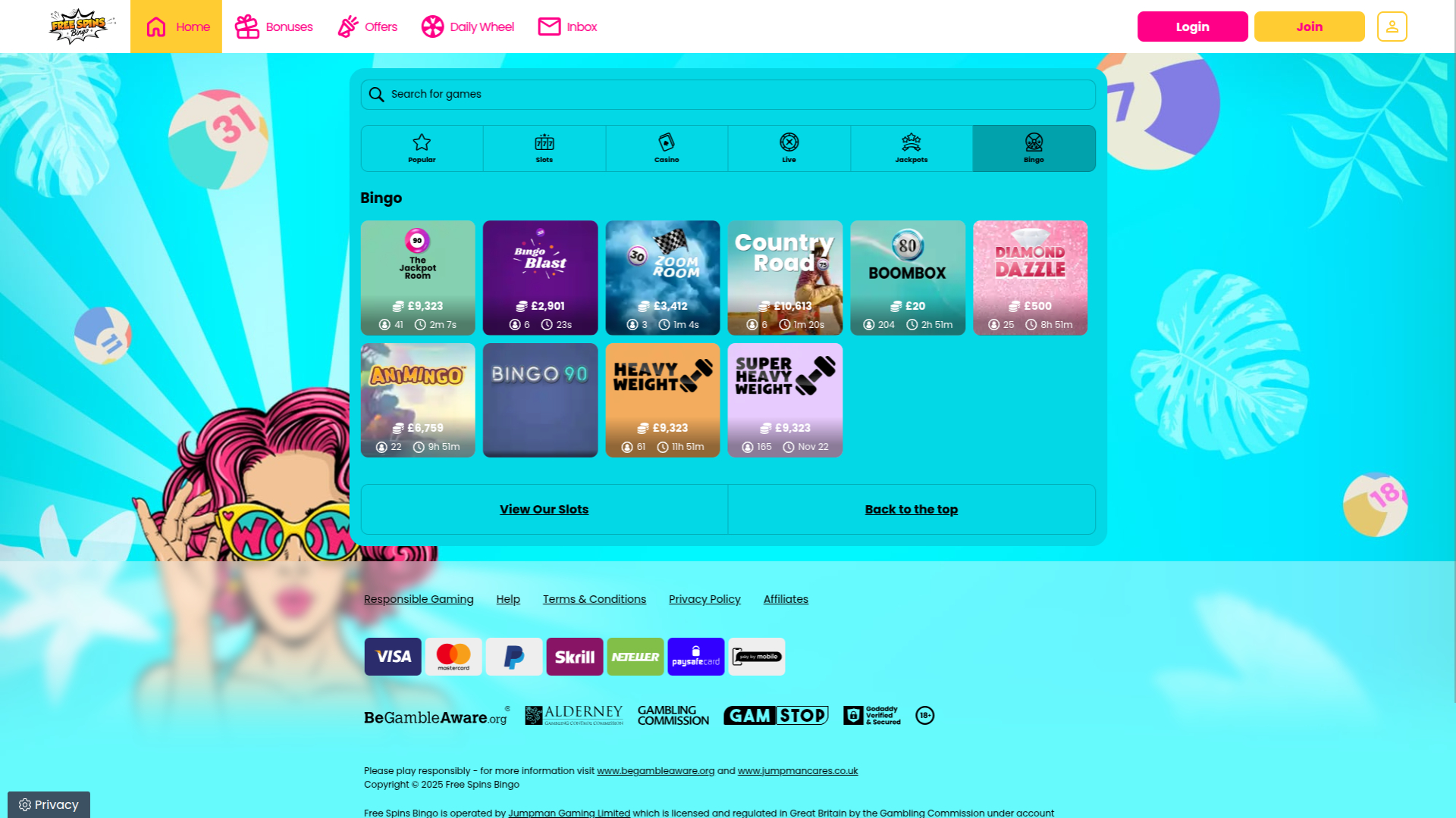 Bingo de escritorio con giros gratis