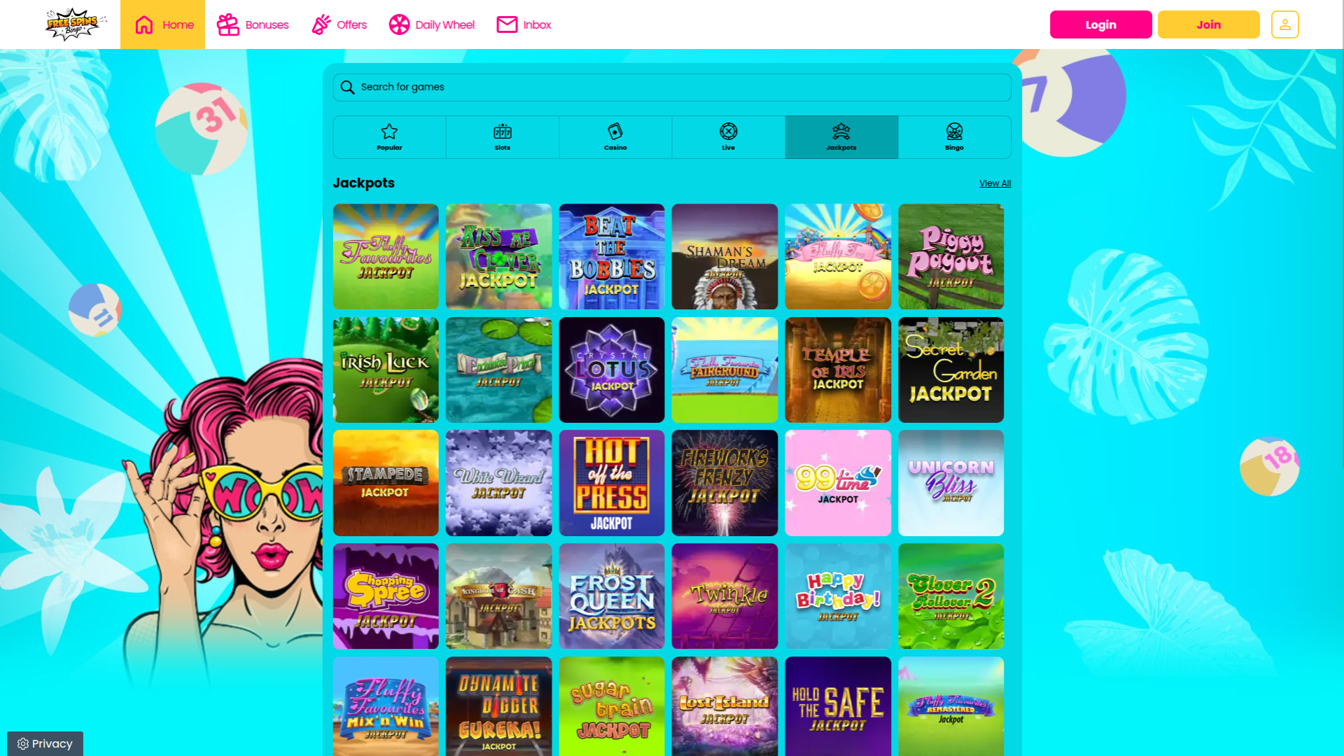 Jackpot de Bingo de escritorio con giros gratis