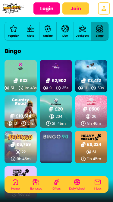 Bingo con giros gratis Bingo móvil