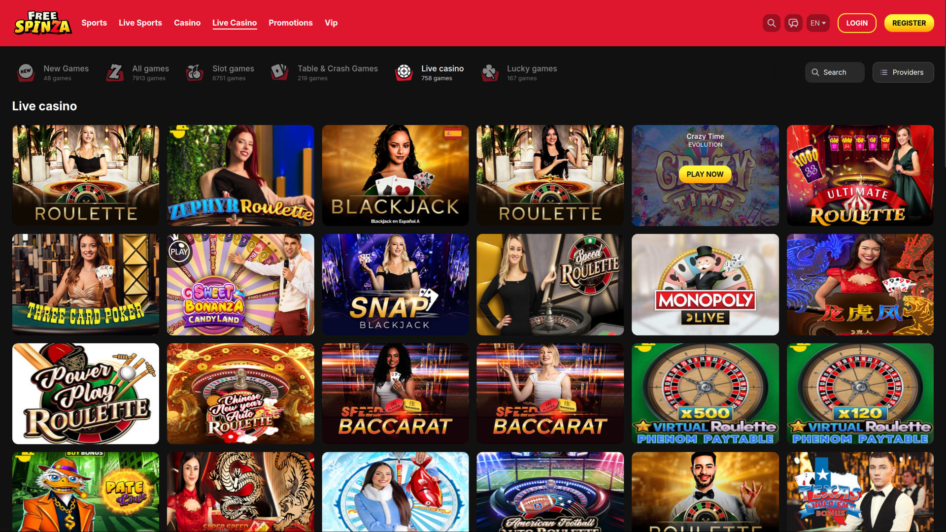 Casino Spinza gratuit sur ordinateur avec croupier en direct