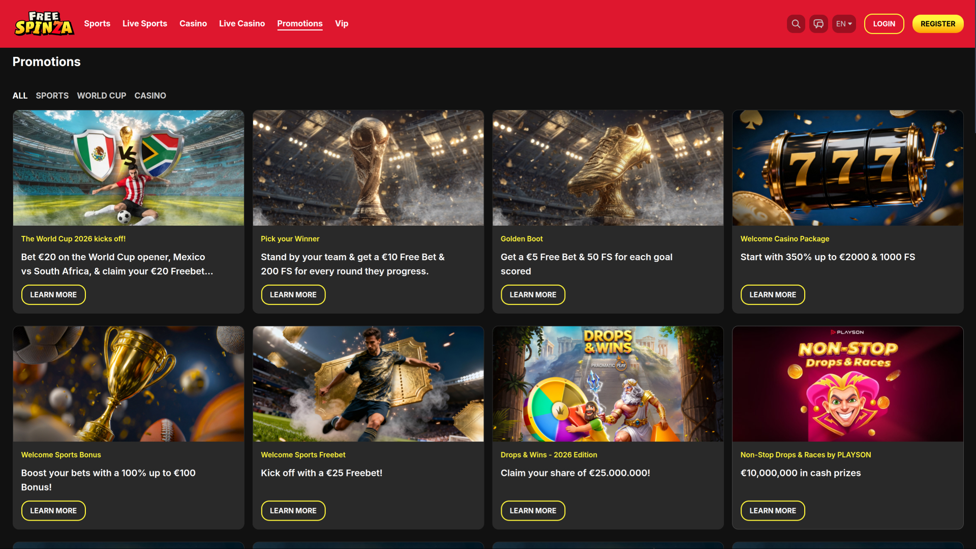 Promotions gratuites Spinza Casino sur ordinateur