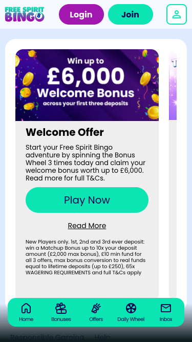 Promotions mobiles Free Spirit Bingo