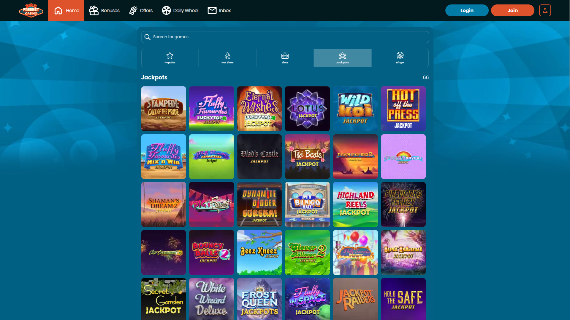 Jackpot desktop del casinò Freebet