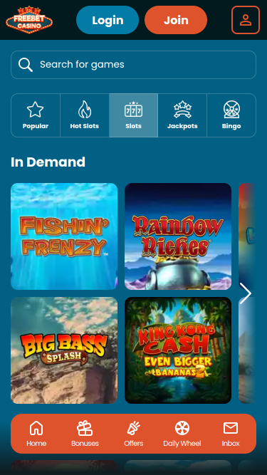 Giochi per cellulari di Freebet Casino