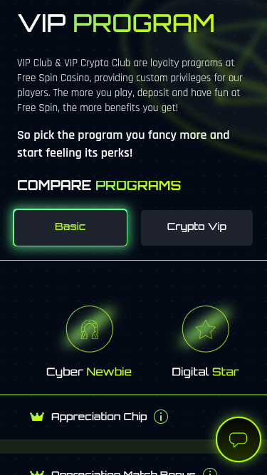 Programme VIP mobile Free Spin Casino