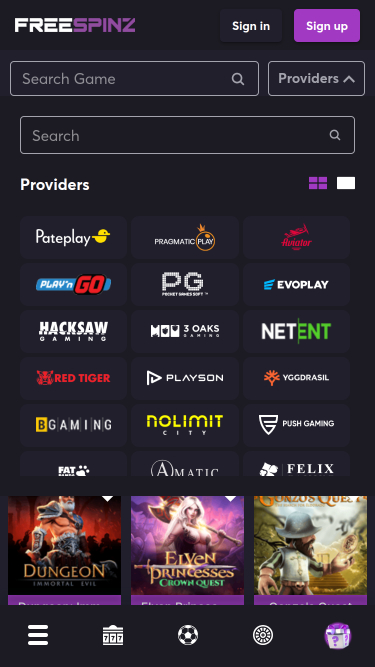 Sviluppatori di giochi per dispositivi mobili Freespinz Casino