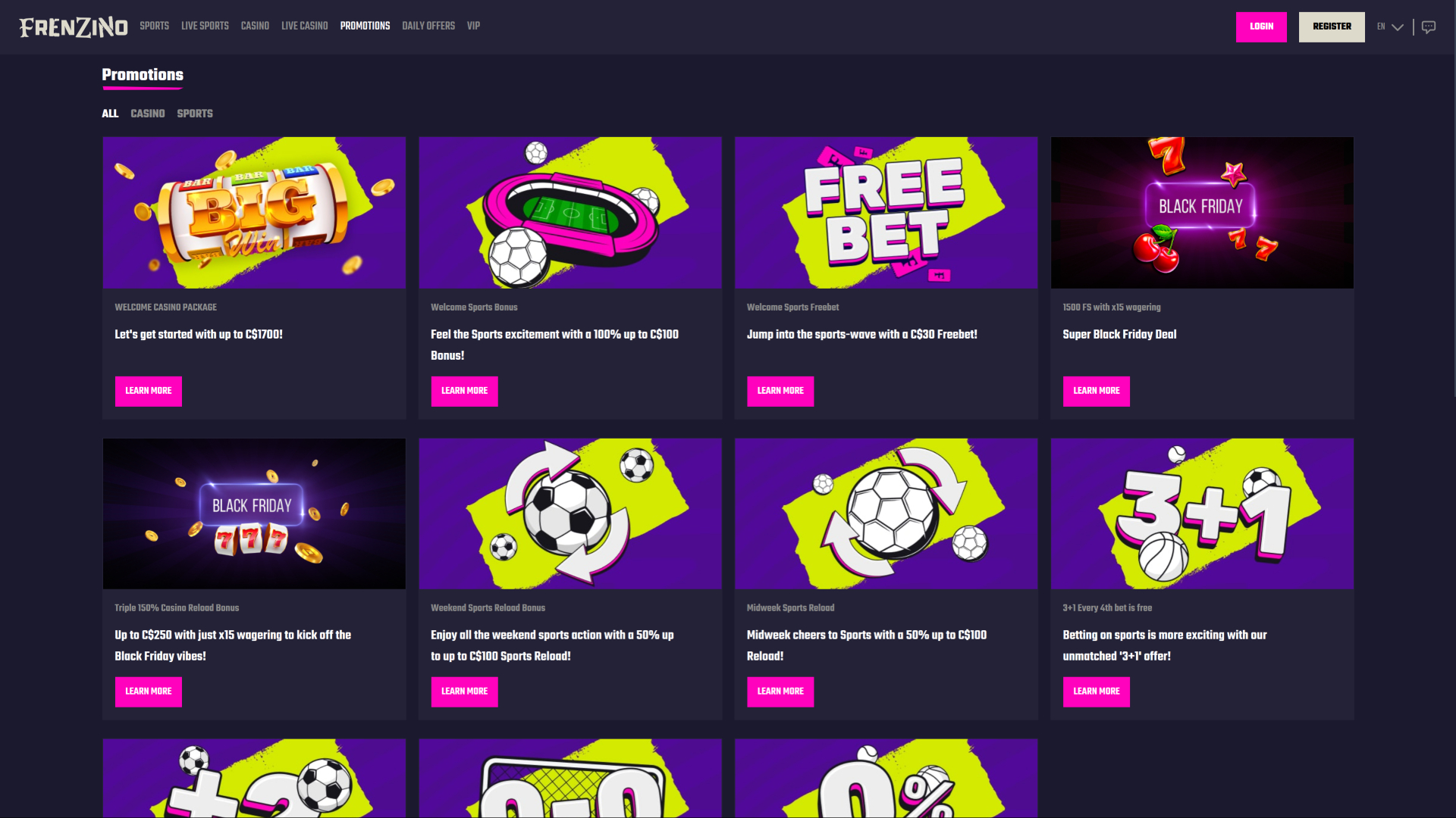 Акции для рабочего стола Frenzino Casino