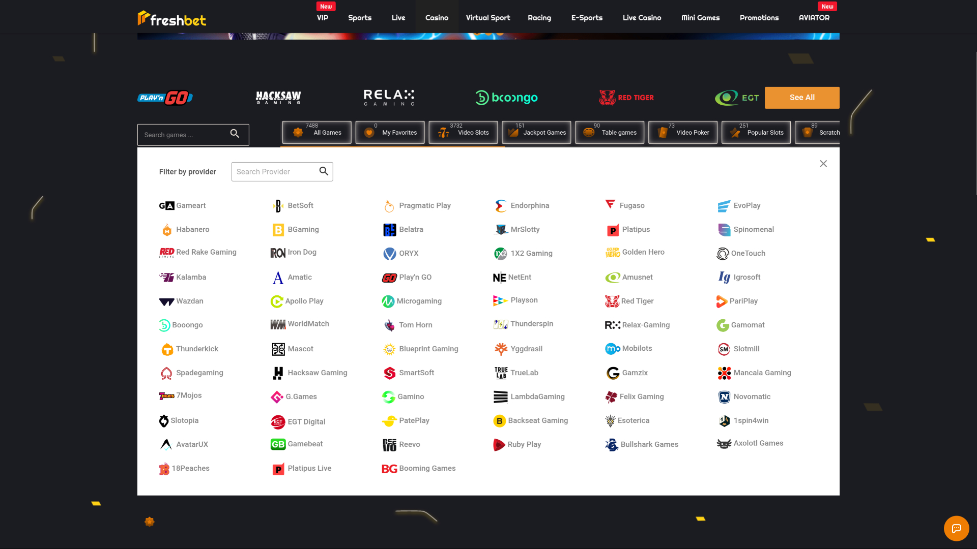 Développeurs de jeux de casino Fresh Bet pour ordinateur
