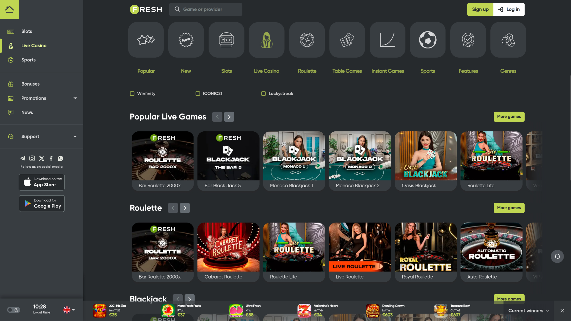 Fresh Casino Desktop Live Dealer