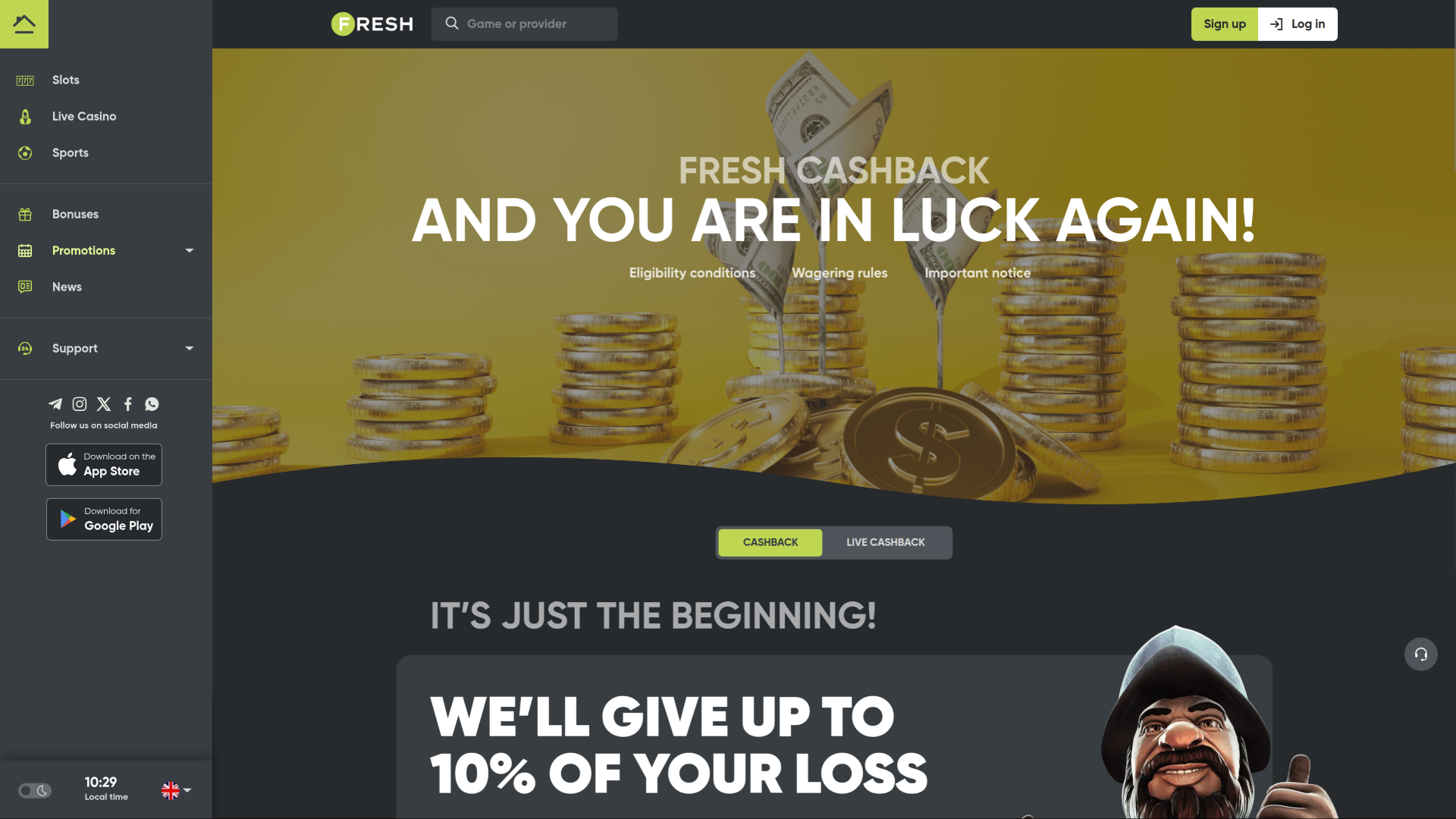 Fresh Casino Desktop Aktionen