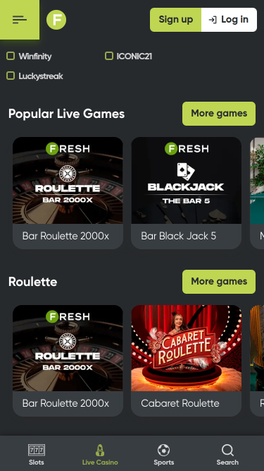 Fresh Casino Mobile Live Dealer
