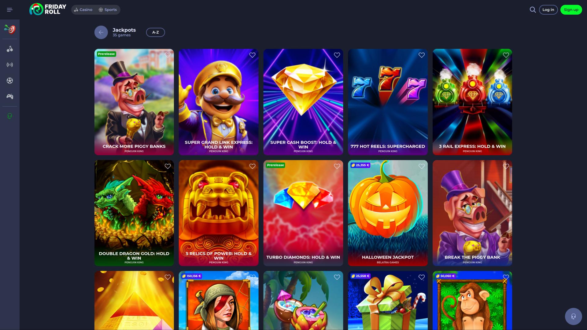 FridayRoll Casino Jackpot-Seite