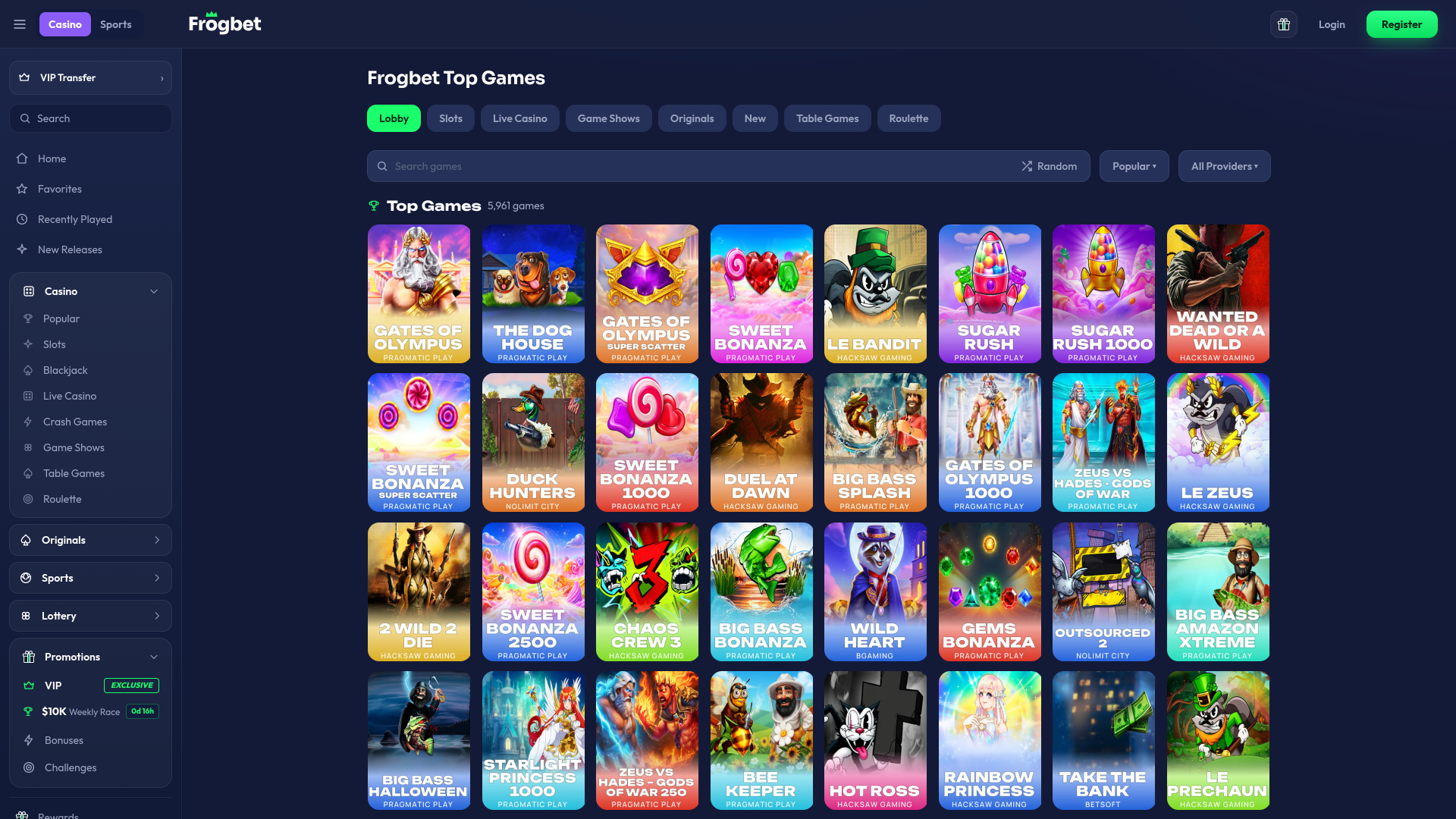 Frogbetカジノのデスクトップゲーム