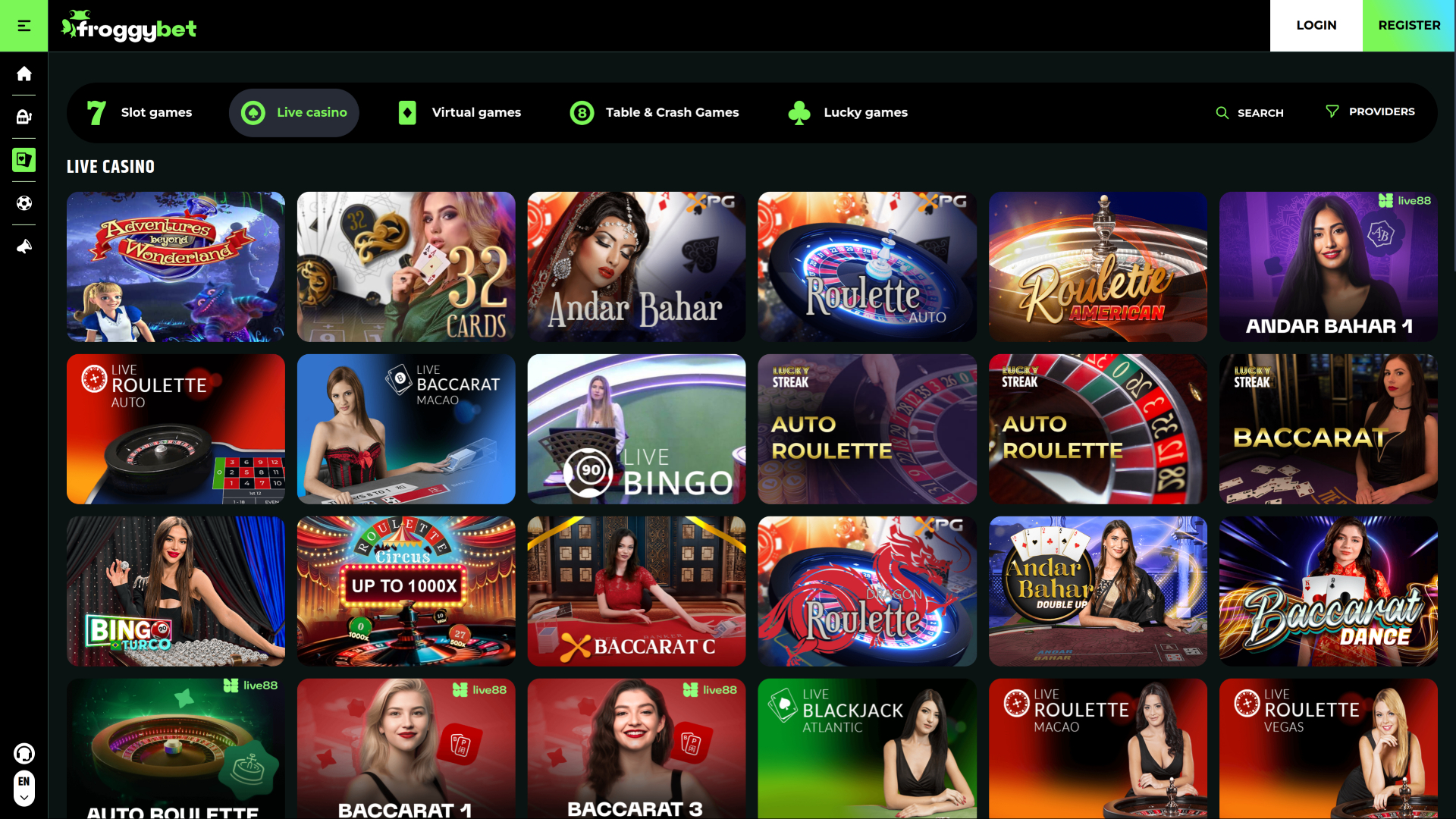 Froggybet Casino Desktop Live Dealer