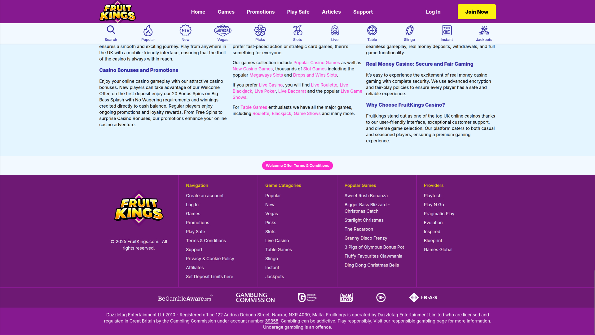 Desarrolladores de juegos de escritorio de FruitKings Casino