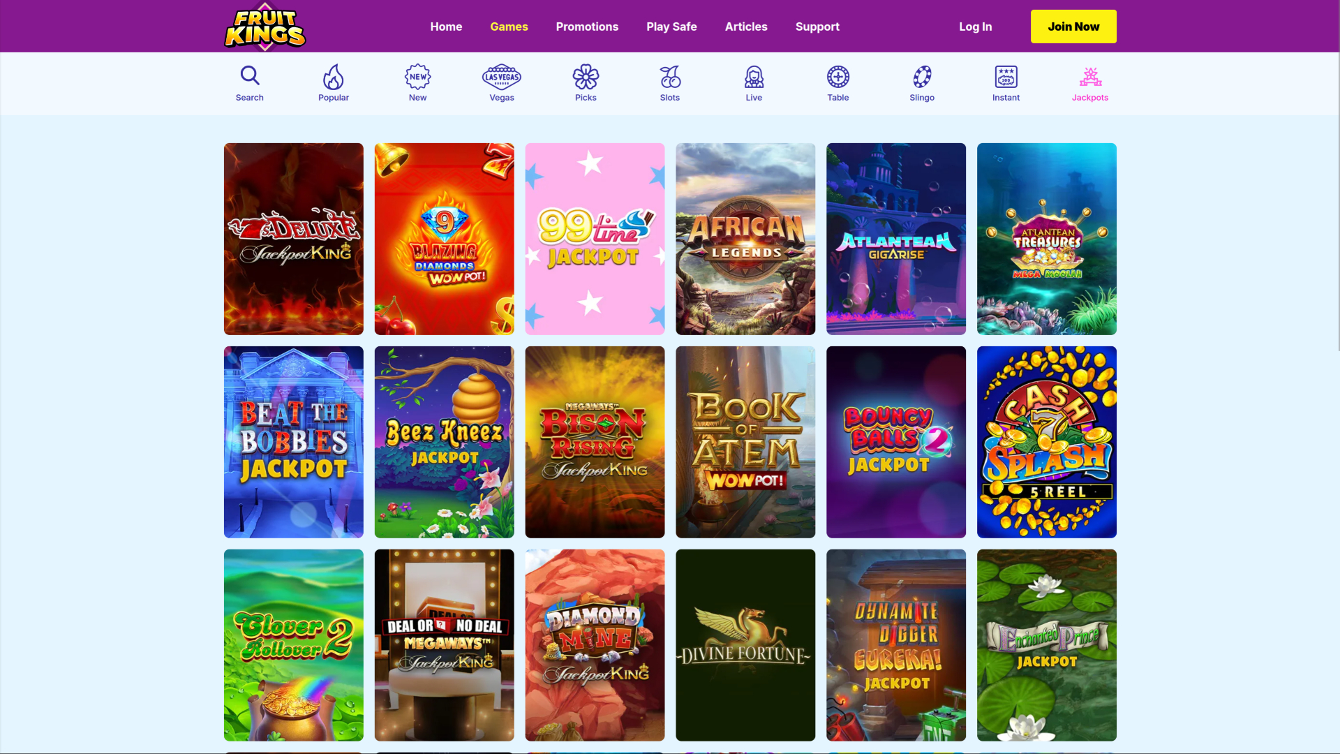 Jackpot de escritorio del casino FruitKings